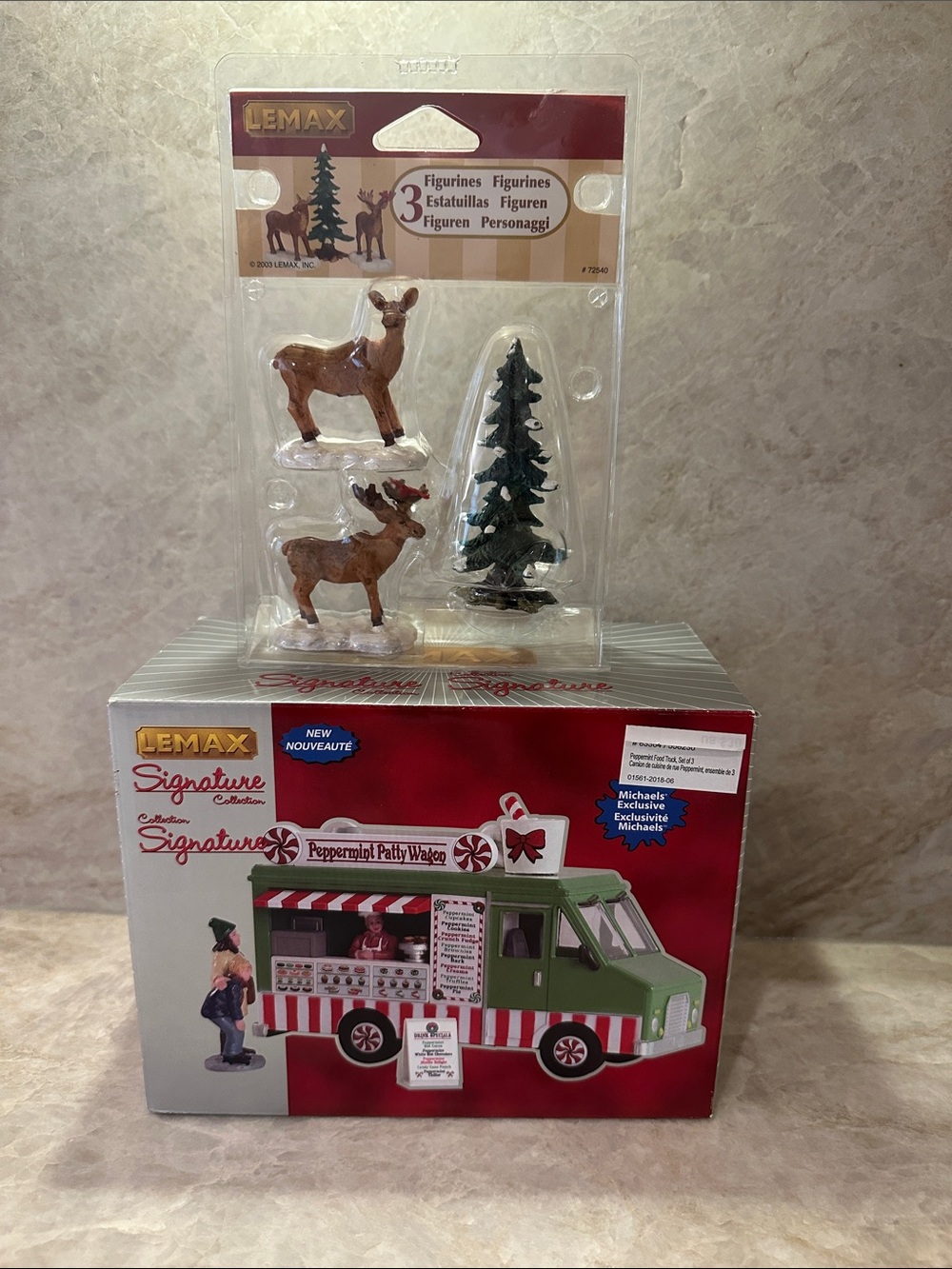 Lemax Christmas Village Peppermint Patty Wagon + Deer Set Bundle BNIB